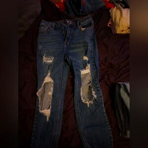 Dark wash ripped jeans